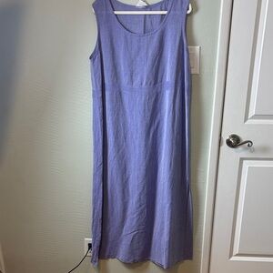 Eileen Fisher Lavender Sleeveless Linen-Blend Midi Dress